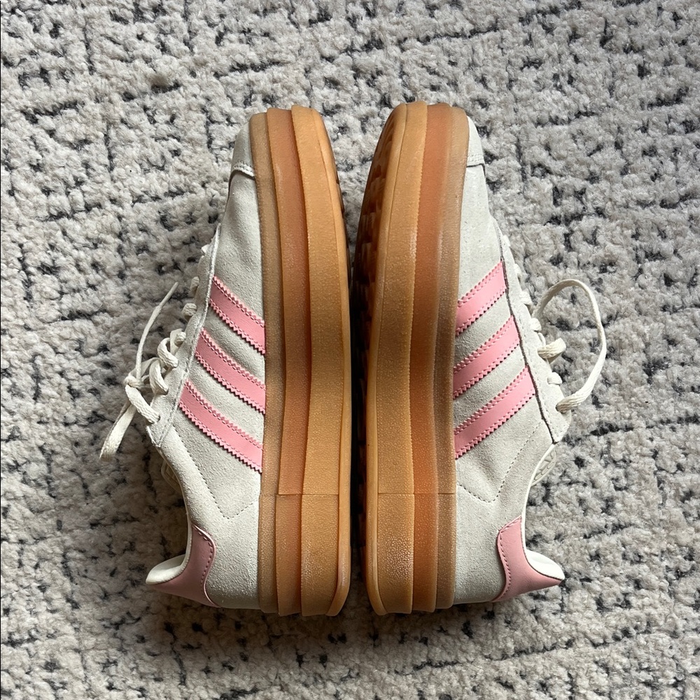 Adidas Cream and Pink Platform Sneakers - Picture 6 of 7
